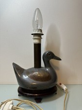 Lampe à poser / de bureau Canard en étain et laiton début XXème