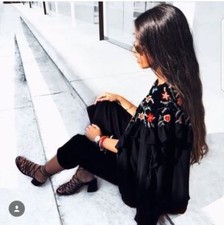 ZARA BLACK EMBROIDERED  BOMBER