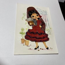 Jolie Jeune Fille Dans Une Robe Tissu Espagnole