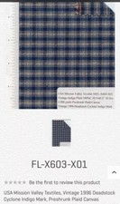 1996 Dead stock Preshrunk Plaid Canvas Cyclone Indigo Mark By The Yard