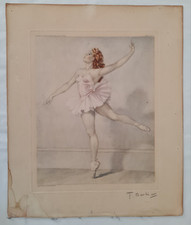 Eau-forte par " Bertier" Vue 26,5cm x 21,5cm. "Danseuse".