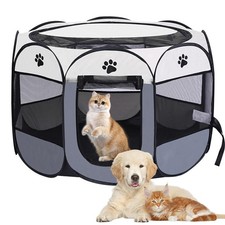 Parc pour Chien, 73 x 73 x 43cm Parc Chiot Interieur, Pliable Enclos Chien In...