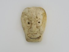 Netsuke ancien grand masque en OS JAPON personnage grimaçant. XIXe