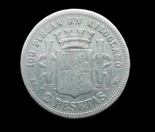 Espagne 2 Pesetas 1870 Argent