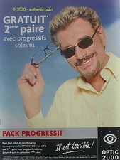PUBLICITE OPTIC 2000 LUNETTE JOHNNY HALLYDAY DE 2002 FRENCH AD ADVERT PUB