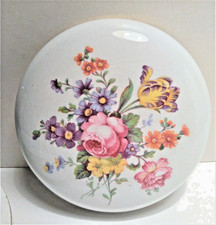 Ancienne bonbonnière céramique fleurie Docks vinicoles lorrains années 50