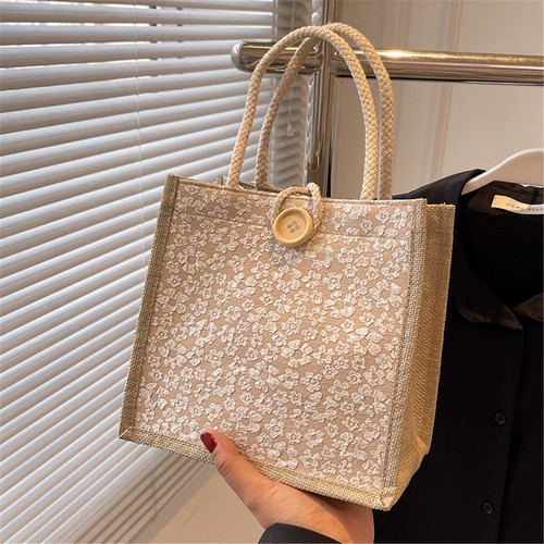 Sac cabas lin floral - sac, fermeture