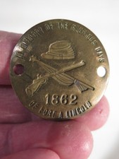 ANCIENNE PETITE PLAQUE GUERRE DE SECESSION LINCOLN 1862 AMERIQUE MILITAIRE