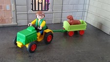 Playmobil tracteur enfant remorque chien ferme vintage