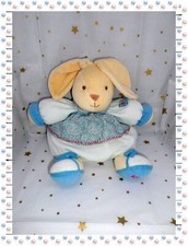 ⑪ - Doudou Lapin Boule Blanc Beige Liberty Bleu Fleurs kaloo