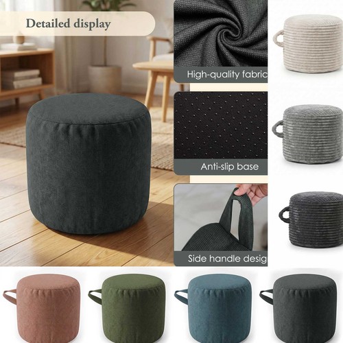 Round pouf ottoman shredded - round,