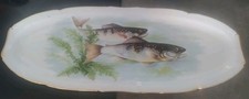 .Grand Et Long Plat En Porcelaine De Sologne LAMOTTE N° 8 Décor Poissons 