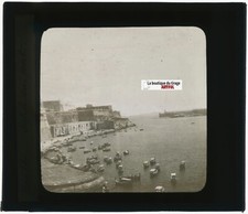Port de La Valette, Malte, photo plaque verre, noir & blanc, positif 8,5x10 cm
