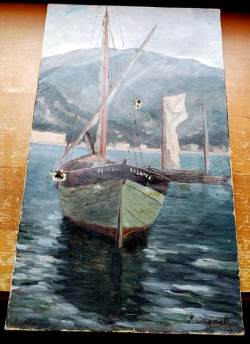 Ancien tableau bateau - ancien,