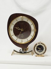 Mid Century Winding Mantel Clock by Orfac, Netherlands and Jaz Alarm Clock