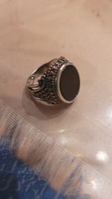 1970  BAGUE ARGENT 925 + PIERRE SEMI PRECIEUSE ONIX T 56