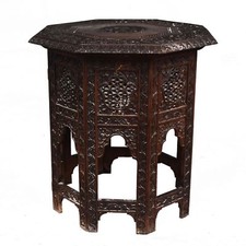 Guéridon pliant hexagonal indien palissandre fin XIXème