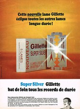 publicité advertising  1968   Gillette    super silver  lames de rasoir