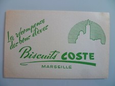 BUVARD PUBLICITAIRE ANCIEN / BISCUITS COSTE MARSEILLE VERT CLAIR