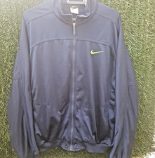 Nike Veste Sport Vintage Taille L Logo Brodé Poitrine Dos Vert sur Bleu Marine
