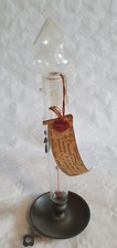 Ancien thermomètre à vin, forme bougeoir, étain et verre