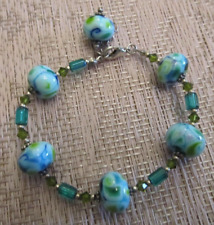 Bracelet breloque verre de Murano Femme bijoux turquoise et vert