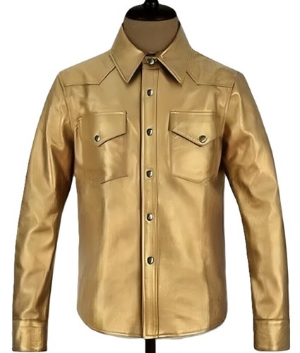 Chemise homme cuir doré - chemise,