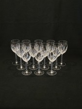 12 Verres A Vin Blanc En Cristal D'Arques Modèle Fleury Taillé Flamépis 