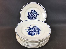 Lot 11 anciennes assiettes motif fleurs bleues en porcelaine Badonviller France