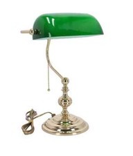 Lampe De Bureau Américaine En Laiton Brillant Avec Chaîne MADE IN ITALY Luxe