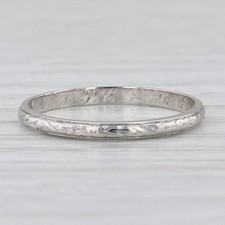 Art Déco Floral Gravé Mariage Bande Platine Taille Bague 5.5 Empillable