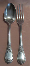 Lot couverts 1 cuillère 1 fourchette Marly Christofle monogrammés