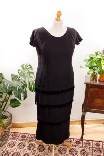 Robe vintage charleston - vintage, noire