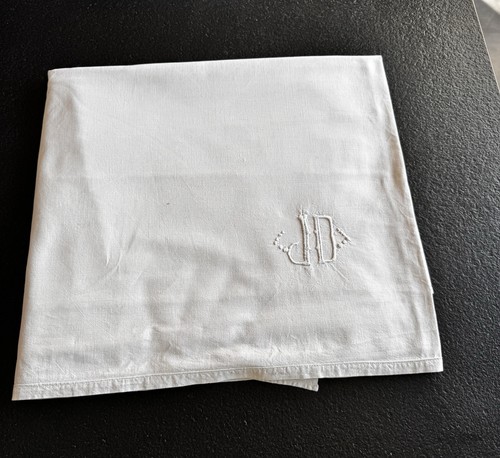 Drap plat lin mono brodé - drap,