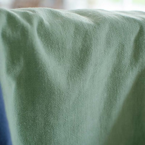 Toile lin lavé - lin, verte