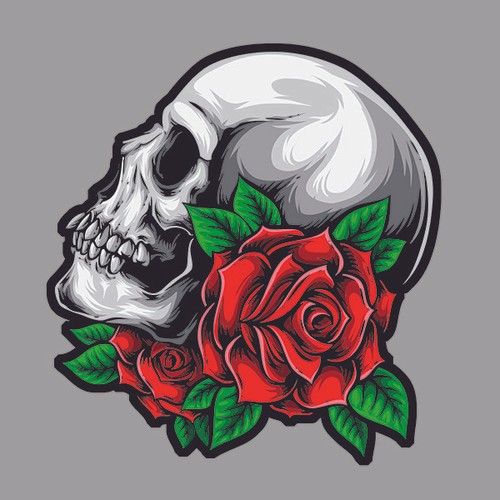 Squelette tete mort rose - squelette,