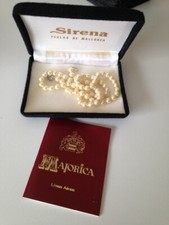 Ancien collier perles de Mallorca Sirena Majorque, fermoir métal