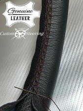 Couvre Volant En Cuir Noir Pour PEUGEOT 308 07-13 Avec Couture Marron 2 DIY