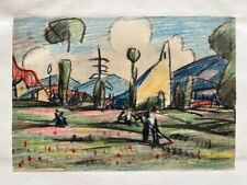 Adolphe Beaufrère - Dessin Aux Crayons Gras De Couleur - Scène De Fenaison