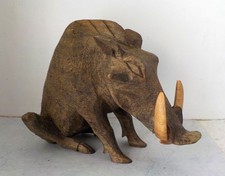 Statuette de Phacochère en bois sculpté de Zambie vintage ! 17 x 12 x 12 cm