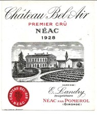 Pomerol : étiquette Chateau Bel Air,Néac 1928.