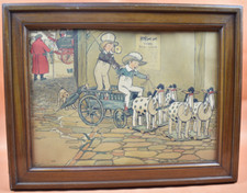 Lithographie XXème - Enfants s'amusant sur une calèche miniature - Cecil Aldin