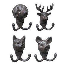 Crochets muraux en forme de tête d'animal rustiques pour porte-serviettes de