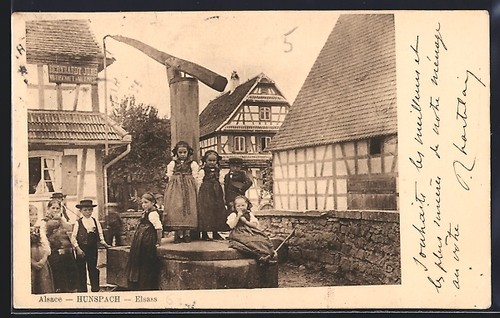 Cpa hunspach elsass enfants - cpa,