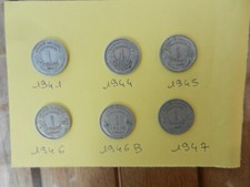lot de 6 pièces de 1 franc alu 1941 - 1944 à 1947