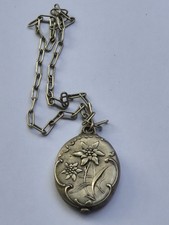 Ancien Joli Pendentif Miroir De Courtoisie -  Edelweiss Porte-Bonheur