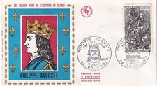 Enveloppe 1er jour Histoire de France Philippe Auguste 1967 soie FDC