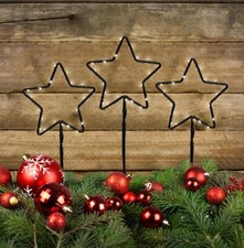 3er Set Étoile de Noël 60 LED Blanc Chaud Petit Jardin Déco Guirlande Lumineuse