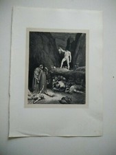 Gravure ancienne Gustave Doré "  Divine comédie "  Dante Gravure originale  19°