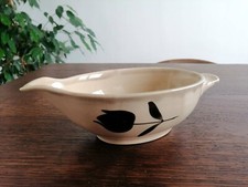 SAUCIERE NIDERVILLER FRANCE MODÈLE TULIPE PORCELAINE TAUPE FAIENCE EMAILLEE
